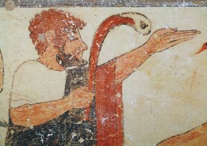 Cabeça do augur, da tumba dos Augurs, c.530-20 BC (pintura de parede)