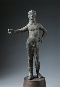 Itália, Província de Arezzo, Cortona, estátua de Bronze de Deus Culsans de Etruscan