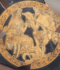 Poseidon e Amphitrite. Cerâmica de figuras vermelhas de Civita Castellana (Lazio). Civilização Etrusca, Século IV a.C. de Etruscan