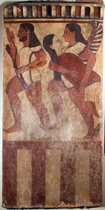 Arte Etrusca: Placa pintada em terracota chamada Plaque Campana: um arqueiro, uma asa de génio com uma figura feminina (Cerveteri (Itália), século VI a.C.). Paris, Musee Du Louvre