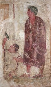 Vel Status e o seu escravo (pintura de parede) de Etruscan Etruscan