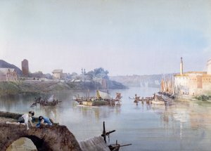 Pescadores na Ripa Grande, de Ettore Roesler Franz (1845-1907), aguarela. de Ettore Roesler Franz