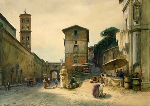 Via dei Penitenzieri in Roma, de Ettore Roesler Franz (1845-1907), da série Roma sparita (Roma Desaparecida)
