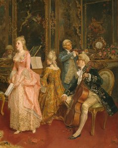 Concerto na época de Mozart, 1853 (detalhe) de Ettore Simonetti