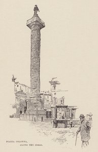 Piazza Colonna, ao longo do Corso (gravura) de Ettore Tito