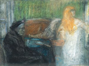 Mãe Van Mieghem sonhando (Vanitas) de Eugeen van Mieghem