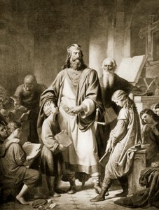 Carlos Magno e seus eruditos, ilustração da "História das Nações de Hutchinson", 1915