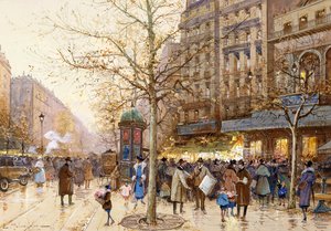 Uma cena de rua de Paris de Eugene Galien-Laloue