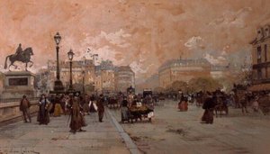 Uma cena parisiense de rua de Eugene Galien-Laloue