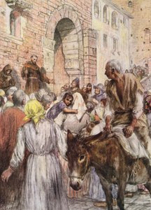 São Francisco pregando em Bolonha (litografia colorida)
