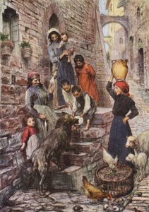 O Lobo de Gubbio depois da sua conversão (litografia a cores) de Eugene (after) Burnand