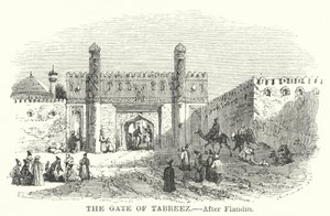 A Porta de Tabreez (gravura) de Eugene (after) Flandin