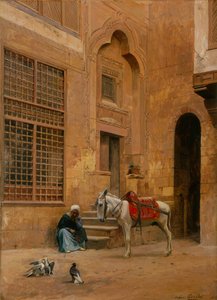 O Pátio (óleo sobre tela) de Eugene Alexis Girardet