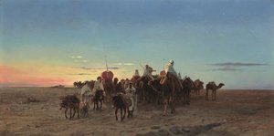 A caravana ao anoitecer