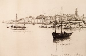 Dourarnenez visto de Treboul (gravura) de Eugene Bejot