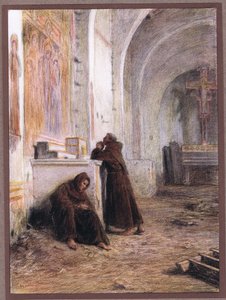 Frei Giles e seu companheiro desmaiam de fome em uma igreja deserta, em 1919 de Eugene Burnand