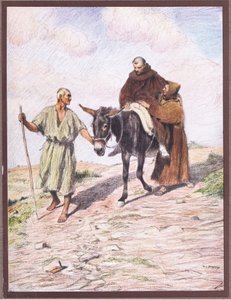 São Francisco descendo o Monte La Verna com o Frei Leão após a impressão dos Santos Estigmas, 1919 de Eugene Burnand