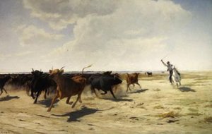 O Round-up (óleo sobre tela) de Eugene Burnand