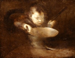 Criança na caçarola (óleo sobre tela) de Eugène Carrière