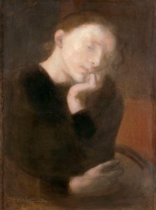 Meditação par Carriere, Eugene (1849-1906), ca 1892 - Óleo sobre tela, 65,5x48,7 - Museu de Arte de Ohara, Kurashiki de Eugène Carrière