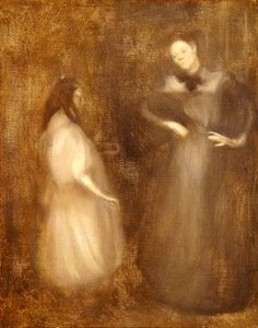 Mãe e filha, a lição de violino (óleo sobre tela) de Eugène Carrière