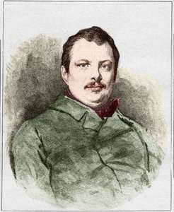 Retrato de Honore Balzac em 1830 (1799 - 1850), escritor francês. Gravura de Eugene Chiquet. de Eugene Chiquet