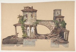 Projeto para um cenário na Ópera, Paris, 1830-90. de Eugene Ciceri