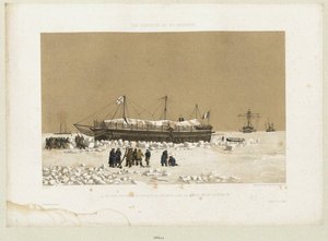 A bateria flutuante Tonnante no gelo perto de Kinburn, 1856 de Eugene Ciceri