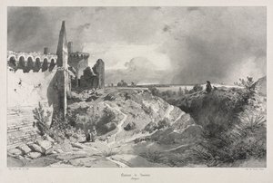 Viagens pitorescas e românticas na França antiga. Bretanha: Chateau de Susínio de Eugene Ciceri