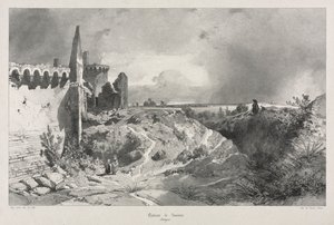 Viagens pitorescas e românticas na velha França. Bretanha: Castelo de Susinio. de Eugene Ciceri