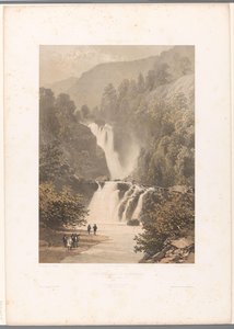 Caminhantes com vista para a cascata de Reichenbach
Chûte inférieure du Reichenbach (título sobre o objecto)
Vistas da Suíça e da Sabóia (título da série)
La Suisse et la Savoie (título da série sobre o objecto) de Eugene Ciceri