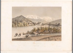 Zicht op Saint-Martin-sur-Arve en de Mont Blanc
St. Martin e Mont Blanc (título sobre o objecto)
Gezichten em Zwitserland, Savoye en Tirol (título da série)
Suíça, Sabóia e Tirol (título da série sobre o objecto) de Eugene Ciceri