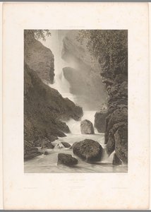 Vista da cascata de Chède
Cascade de Chède (título sobre o objecto)
La Suisse et la Savoie (título da série)
Vistas da Suíça e da Sabóia (título da série sobre o objecto) de Eugene Ciceri