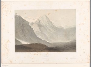 Vista do vale de Grindelwald Vale de Grindelwald (título no objeto) Rostos na Suíça e Savoy (título da série) La Suisse et la Savoie (título da série no objeto) de Eugene Ciceri