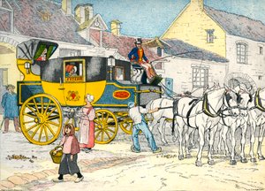 Coach do correio em uma cocheira em 1840