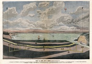 Projeto do túnel do Canal da Mancha entre Dover e Sangatte de Eugene Damblans