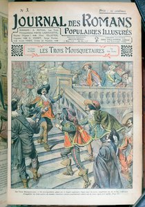 Capa de uma serialização de Os Três Mosqueteiros, de Alexandre Dumas pere (1803-70), do Journal des Romans Populaires Illustres, 1905