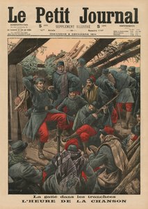 Feliz festa nas trincheiras, Song Time, ilustração da capa do &39;Le Petit Journal&39;, suplemento ilustre, 6 de dezembro de 1914