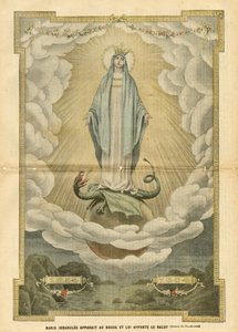 Ilustração de Eugene Damblans (1865-1945) em Le Pelerin, 04/12/04 - Mary immaculee aparece ao mundo e traz salvação ao mundo - Religion Faith, Catholic Catholicism - Concepção immaculee - Mary, Dragon - Clouds - Earth de Eugene Damblans