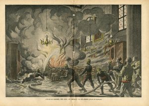 Ilustração de Eugene Damblans (1865-1945) em Le Pelerin, 26/06/04 - A igreja de Suresnes, perto de Paris, é queimada pelos Apaches - Fatos diversos, Religião Fé, Insecurite, Igrejas Cathedrale, Fogo, Suresnes, Catolicismo Católico - Apaches proxen de Eugene Damblans