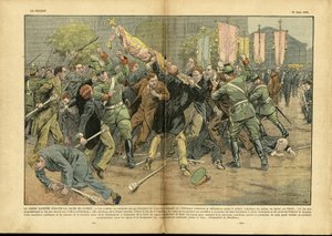 Ilustração de Eugene Damblans (1865-1945) em Le Pelerin, 27/06/37 - A cruz gammee contra a cruz de Cristo na Alemanha Hitleriana - Alemanha Prússia, Fé Religiosa, Multidão, Luta, Direita, Cruz Gammee, Cruz Cristã, Catolicismo Católico - Vendido de Eugene Damblans