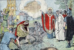 O Imperador Romano Constantino I (272-337), após seu batismo pelo Papa São Silvestre, decidiu construir a Basílica do Santo Salvador em Lateranense (hoje São João de Latrão, San Giovanni em Lateranense), que foi consagrada em 324, e levou doze cestas de Eugene Damblans