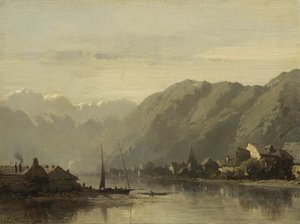 Um lago suíço, 1838-90 de Eugene Deshayes