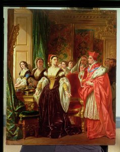 Uma cena de Shakespeare, Henrique VIII; Cardeal Wolsey e Catarina de Aragão, 1858 de Eugene Deveria