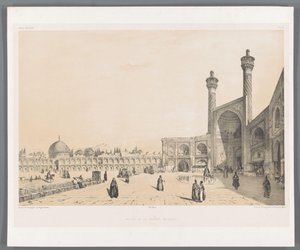 Entrada na mesquita de sexta-feira de Isfahan
Entrée de la grande mesquita Ispahan (título sobre o objecto)
Paisagens persas (título da série)
Perse moderne (título da série) de Eugene Flandin