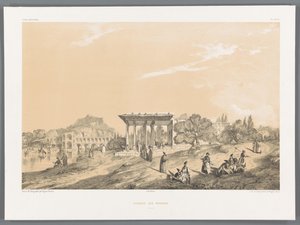 Vista de um edifício em Isfahan, Irão
Kiosque des miroirs Ispahan (título sobre o objecto)
Paisagens persas (título da série)
Perse moderne (título da série) de Eugene Flandin