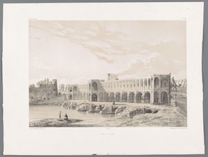 Ponte Khaju ou Pol-e Khaju em Isfahan Pont Kadjiou Chiraz (título no objeto) Paisagens persas (título da série) Perse moderna (título da série)