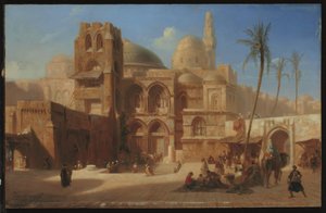 O Santo Sepulcro em Jerusalém (óleo sobre painel) de Eugene Flandin