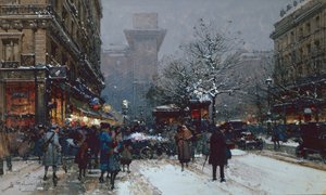 Porte St. Denis, Paris (giz preto e cor do corpo) de Eugene Galien-Laloue