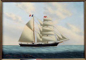 O brigue Violet. Pintura de Eugene Margueritte-Grandin conhecido como Eugene Grandin (1833-1916)
